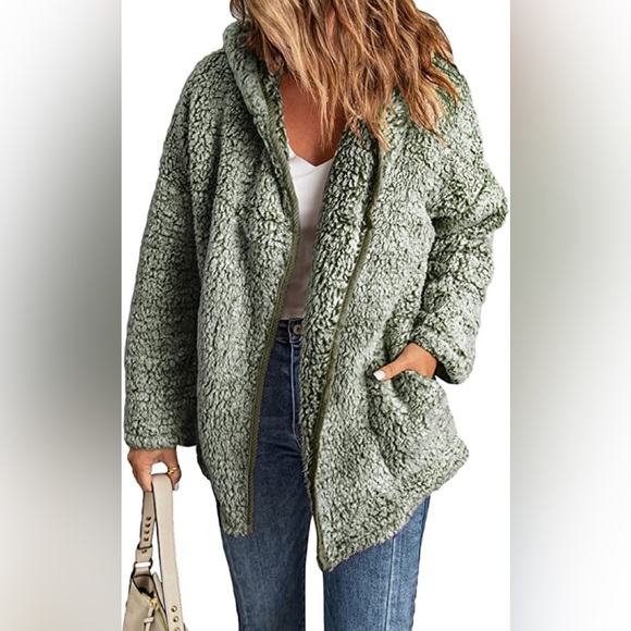 Jackets & Blazers - New Womens Winter Long Sleeve Fuzzy Fleece Open Front Hooded Jacket